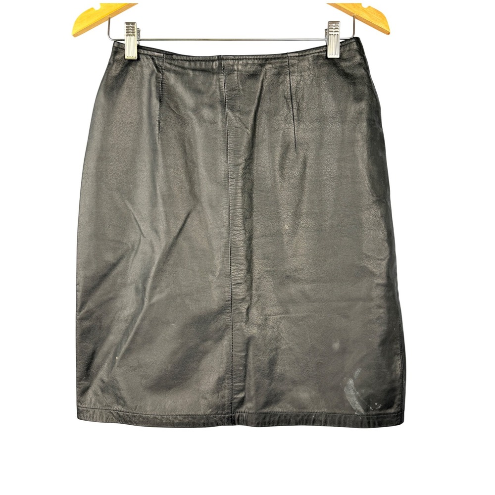 Vintage G-III Leather Fashions Pencil Skirt Womens 5 Black Vintage Midi Zip Back